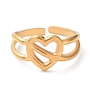 Ion Plating(IP) 304 Stainless Steel Hollow Heart Open Cuff Rings RJEW-D006-05G-2