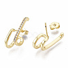 Brass Micro Pave Clear Cubic Zirconia Stud Earrings EJEW-N011-11G-NF-2