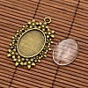 Vintage Tibetan Style Alloy Flower Pendant Cabochon Bezel Settings and Transparent Oval Glass Cabochons DIY-X0225-AB-NF-2