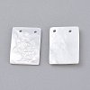 Natural White Shell Mother of Pearl Shell Pendants SSHEL-L018-005-2
