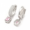 Rack Plating Brass Micro Pave Cubic Zirconia Hoop Earrings EJEW-H091-25-3