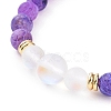 7Pcs 7 Color Natural Weathered Agate(Dyed) & Synthetic Moonstone Round Beaded Stretch Bracelets Set BJEW-JB09124-5