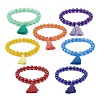 Dyed Natural Malaysia Jade Round Beads Stretch Bracelets Set BJEW-JB06956-1
