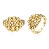 Brass Ball Beaded Rhombus Open Cuff Ring for Men Women RJEW-N037-019-4