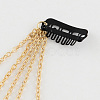 Dyed Feather Iron Snap Hair Clips with Brass Rhinestone Chains and Iron Chains PHAR-R120-02-4