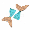 Transparent Resin & Walnut Wood Pendants RESI-S389-032A-B03-2