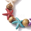 Beach Starfish Dyed Synthetic Turquoise Stretch Bracelets BJEW-JB10295-02-3