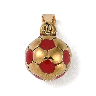 Trendy Necklace Findings 304 Stainless Steel FootBall/Soccer Ball Pendants STAS-L012-B01G-03-1