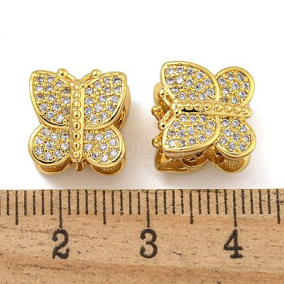 Rack Plating Brass Micro Pave Cubic Zirconia Beads KK-I718-42G-1