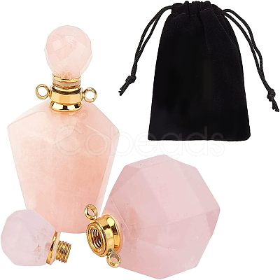 NBEADS Faceted Natural Gemstone Openable Perfume Bottle Pendants AJEW-NB0002-09-1