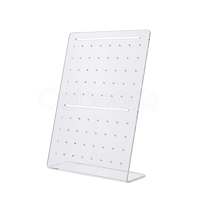 72-Hole Acrylic Slant Back Earring Display Stands EDIS-WH0021-33B-1