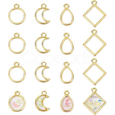 CHGCRAFT 48Pcs 4 Styles Alloy Open Back Bezel Pendants FIND-CA0005-98-1