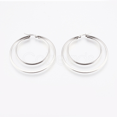 Tarnish Resistant 201 Stainless Steel Hoop Earrings EJEW-I213-B-01P-1