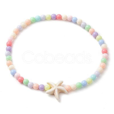 Beach Starfish Synthetic Turquoise Link Bracelets BJEW-JB10238-03-1