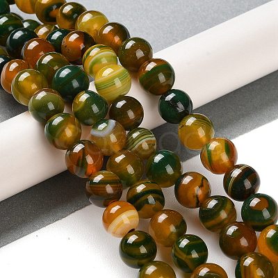 Natural Striped Agate/Banded Agate Beads Strands G-Z060-A01-C18-1