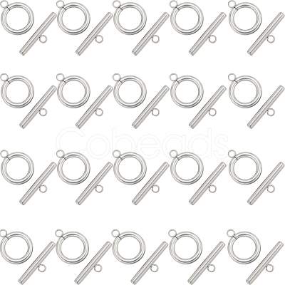 SUNNYCLUE 40Pcs 304 Stainless Steel Ring Toggle Clasps STAS-SC0007-42C-1