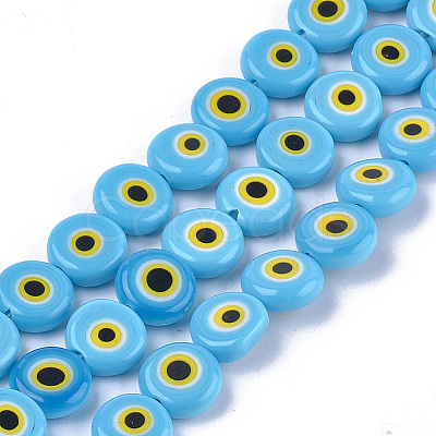 Handmade Evil Eye Lampwork Beads Strands LAMP-S191-02C-09-1