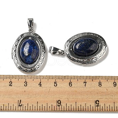 Natural Lapis Lazuli Locket Pendants G-C104-04C-P-1