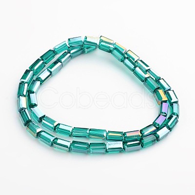 AB Color Plated Faceted Cuboid Electroplate Glass Beads Strands EGLA-F109-A06-1