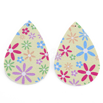 PU Leather Big Teardrop Pendants FIND-T058-A46-1