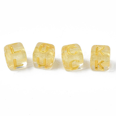 Transparent Golden Plating Acrylic Beads PACR-S219-24-1