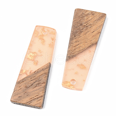 Transparent Resin & Walnut Wood Pendants RESI-S389-040A-B04-1