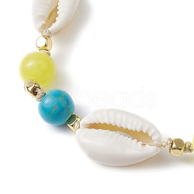 Cowrie Shell and Gemstone Beads Anklets AJEW-AN00594-1