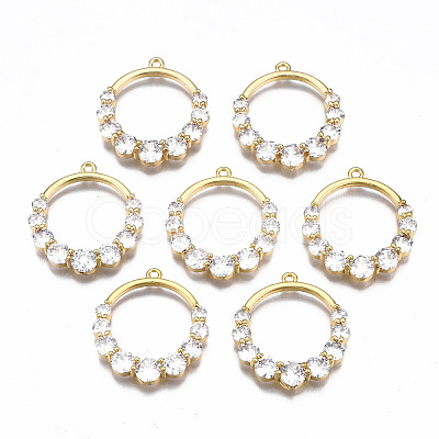 Brass Micro Pave Clear Cubic Zirconia Pendants KK-Q277-045-NF-1