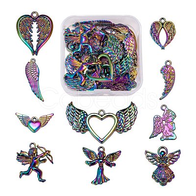 20Pcs 10 Style Rainbow Color Alloy Pendants FIND-LS0001-14MC-1