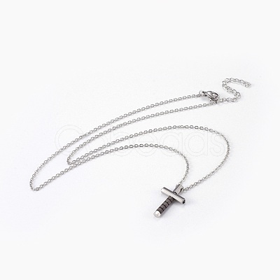 304 Stainless Steel Pendant Necklaces NJEW-O112-10-1