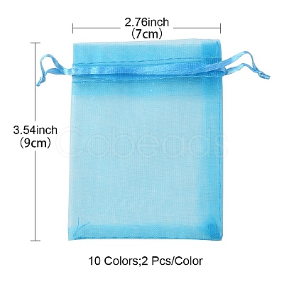 20Pcs 10 Colors Rectangle Organza Drawstring Bags CON-YW0001-31C-1