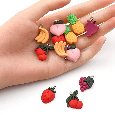 12Pcs 6 Styles Opaque Resin Pendants CRES-YW0001-19-1