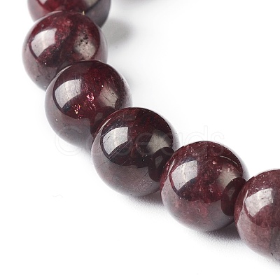 Natural Garnet & Lava Rock Round Beads Stretch Bracelets Set BJEW-JB06982-01-1