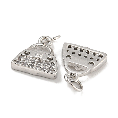 Rack Plating Brass Micro Pave Clear Cubic Zirconia Charms KK-U030-10P-1