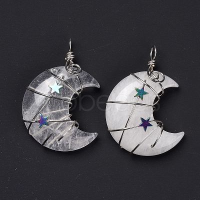 Natural Quartz Crystal Pendants G-B023-01P-08-1