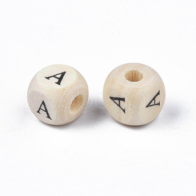 Printed Natural Wood Beads X-WOOD-T026-001A-1