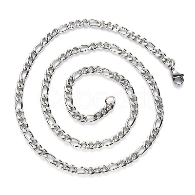 Non-Tarnish 304 Stainless Steel Figaro Chain Necklaces NJEW-S420-003B-P-1