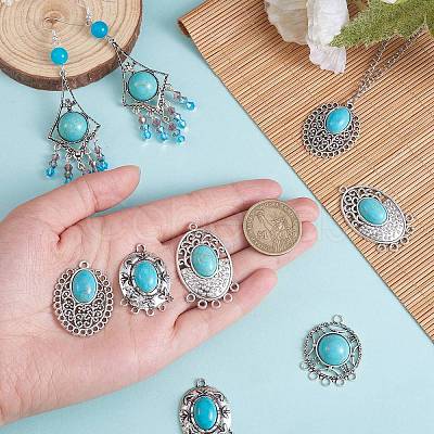 10pcs Turquoise+alloy pendant Vintage alloy earring head diy handmade material(5 styles) JX575A-1