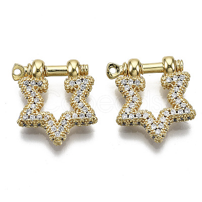 Brass Micro Pave Clear Cubic Zirconia D-Ring Anchor Shackle Clasps X-ZIRC-S066-049-NF-1