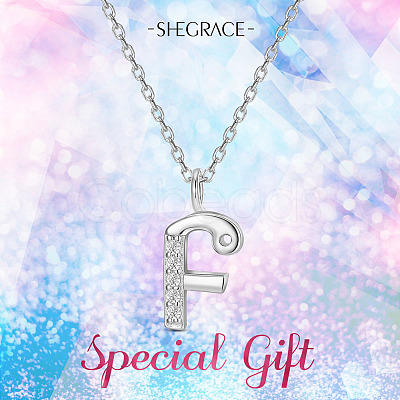 SHEGRACE Rhodium Plated 925 Sterling Silver Initial Pendant Necklaces JN902A-1