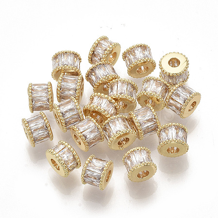 Brass Micro Pave Cubic Zirconia Beads X-ZIRC-D116-06-1