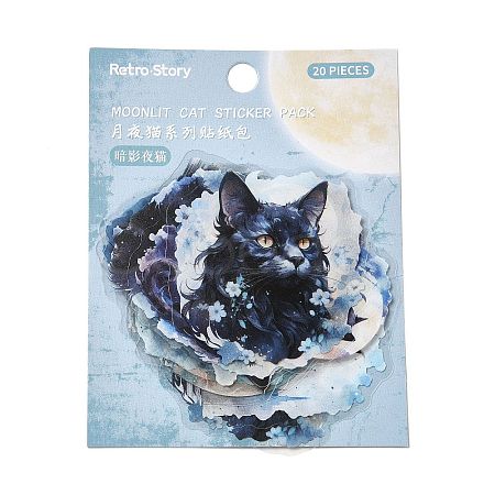 20Pcs Moonlit Cat Waterproof PET Self-Adhesive Decorative Stickers DIY-M053-04B-1