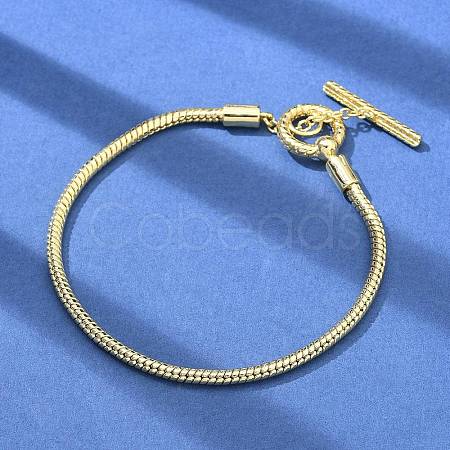 Brass Snake Chain Bracelets for Men Women BJEW-G736-05G-1