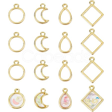 CHGCRAFT 48Pcs 4 Styles Alloy Open Back Bezel Pendants FIND-CA0005-98-1