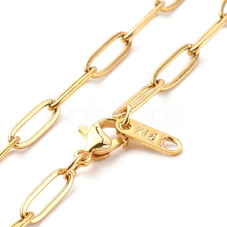 304 Stainless Steel Paperclip Chains Necklace NJEW-JN03593-01-1