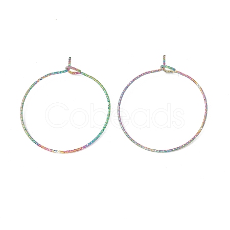 Rainbow Color Ion Plating(IP) 316 Surgical Stainless Steel Hoop Earrings Findings STAS-D183-02M-02-1