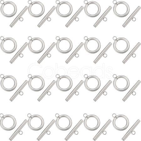 SUNNYCLUE 40Pcs 304 Stainless Steel Ring Toggle Clasps STAS-SC0007-42C-1