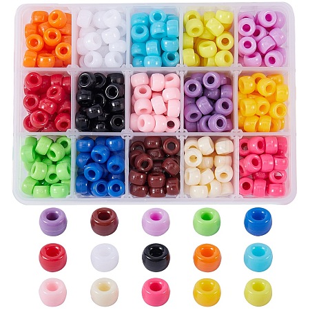 121.5G 15 Colors Opaque Acrylic European Beads SACR-SZ0001-09-1