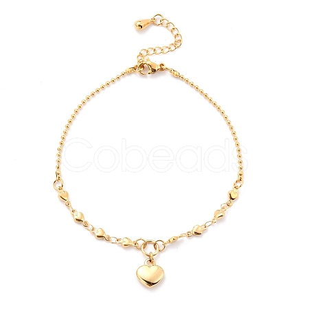 304 Stainless Steel Heart Charm Bracelets STAS-B021-12-1