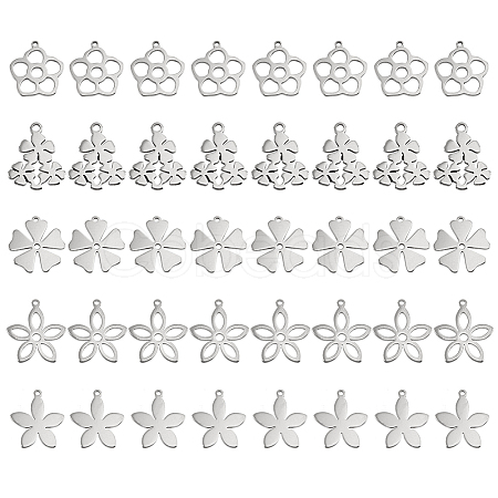 DICOSMETIC 100Pcs 5 Style 304 & 201 Stainless Steel Pendants STAS-DC0012-76-1